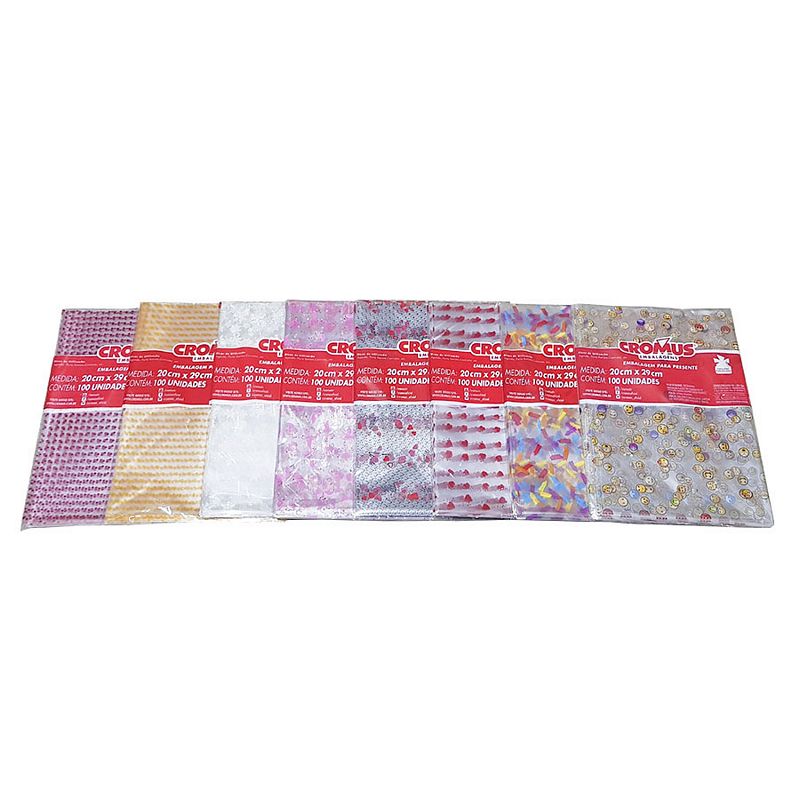 EMBALAGEM CROMUS INCOLOR ESTAMPADO 20X29 C/100-Decoracao e Presentes