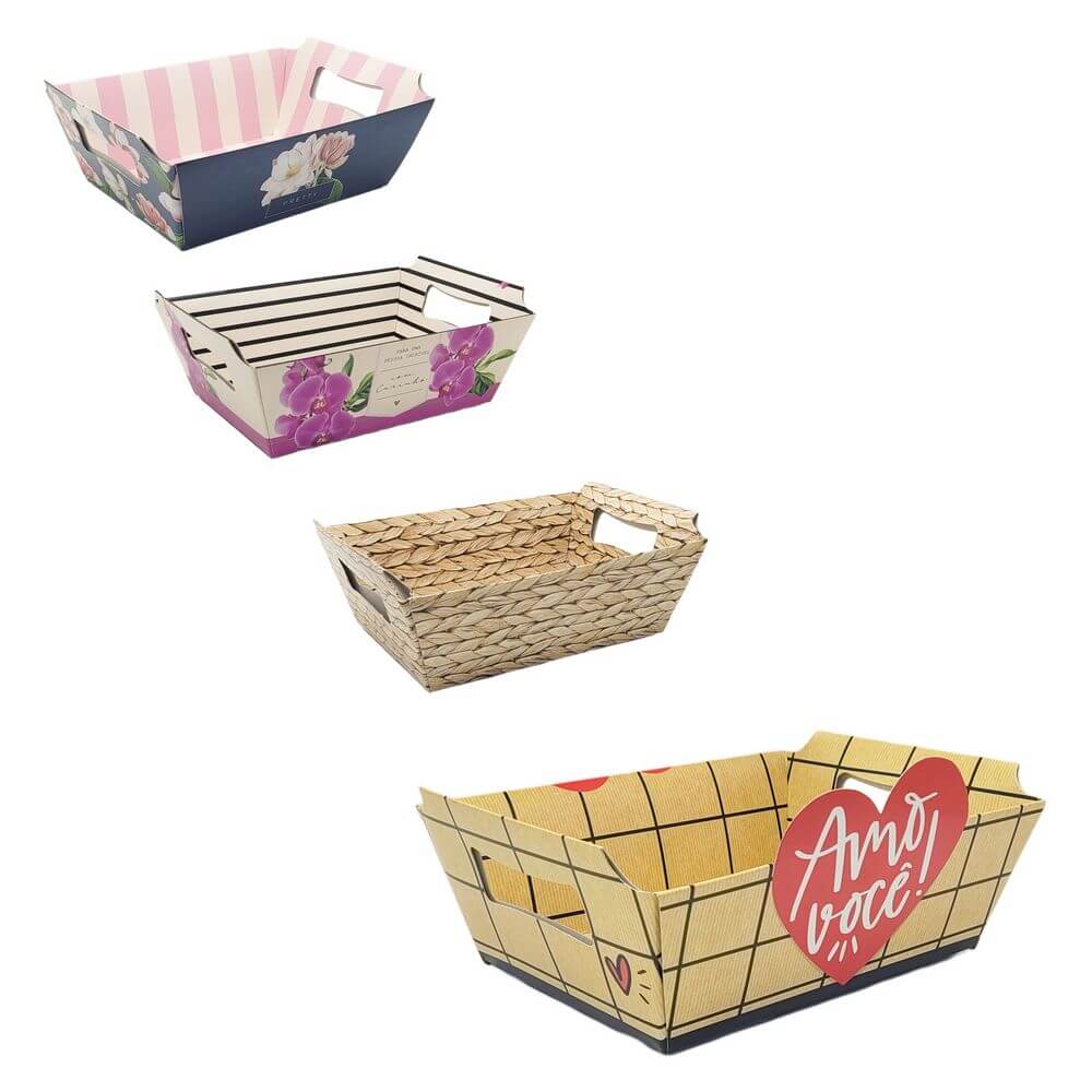 CESTA CARTONADO DECORADO 18X13X7,5CM CESTA DECOR PAP.CARTAO 18X13X7,5CM, CESTA PASCOA PAPEL CARTAO 24X18, CESTA PASCOA PEQUENA, CESTA PASCOA, CESTA, PASCOA-Decoracao e Presentes