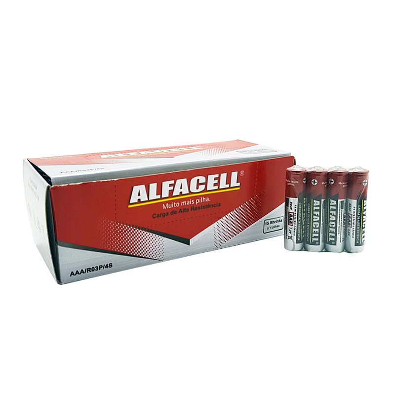 PILHA ALFACELL AAA C/4UN R03P/4SC PILHA ALFACEL AAA, PILHA ALFACELL, PILHA AAA, PILHA NORMAL, PILHA COMUM, PILHA PALITO-Pilha e Bateria
