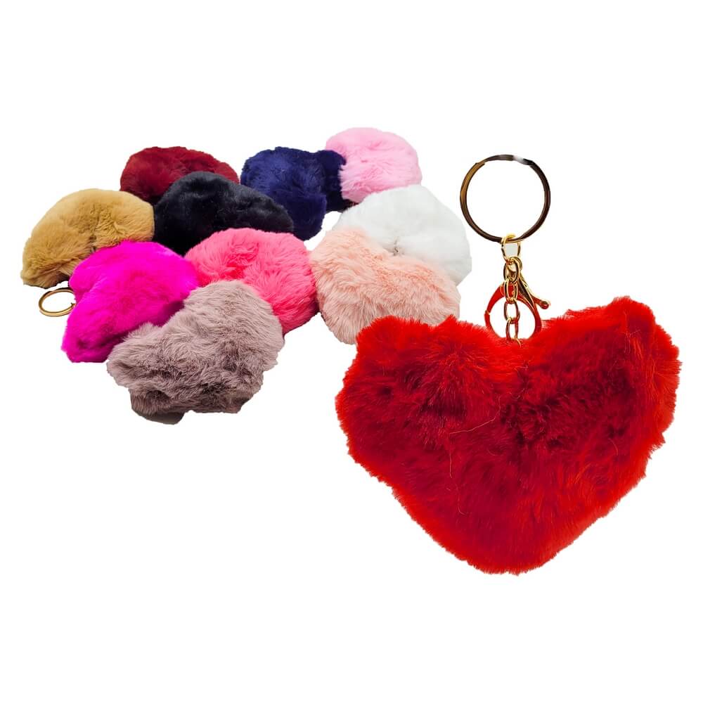 CHAVEIRO POM POM CORACAO 270-J274 CHAVEIRO POM POM 270-J274, CHAVEIRO POM POM, CHAVEIRO METAL DECORADO, CHAVEIRO DECORADO, CHAVEIRO PELUCIA, CHAVEIRO BONITO, CHAVEIRO Decoracao e Presentes
