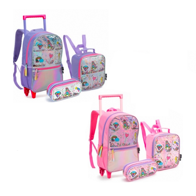 KIT MOCHILA FEMININA 3PCS MR40482 KIT MOCHILA FEMININA 3PCS MR40482, KIT ESCOLAR, KIT ESCOLAR FEMININO, KIT ESCOLAR PARA MENINAS, MOCHILA, MOCHILA DE RODAS-Material Escolar e Papelaria