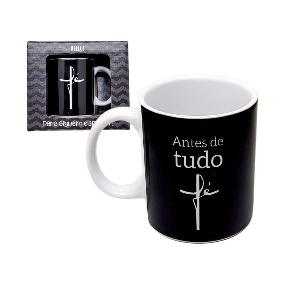 CANECA GM FE 330ML EF23-1 CANECA DA FE 330ML EF23-1, CANECA AMARELA, CANECA VIRADA, CANECA CERAMICA, CANECA FE Cozinha