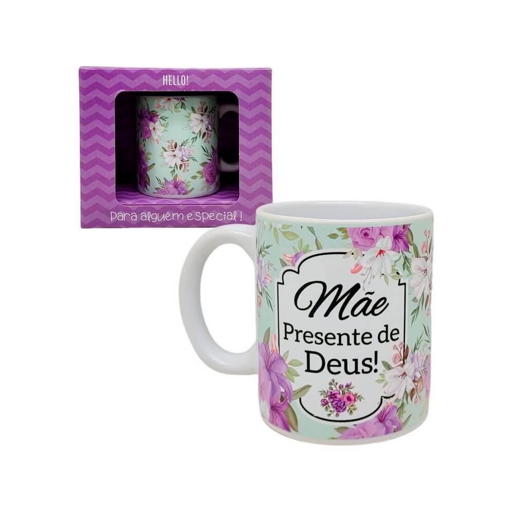 CANECA GM MAE PRESENTE 330ML M26-1 CANECA MAE PRESENTE 330ML M26-1, CANECA MAE, CANECA MAE PRESENTE, CANECA MAE PRESENTE DE DEUS, CANECA MAE FLOR, CANECA MAE FLORES, CANECA HELLO Cozinha