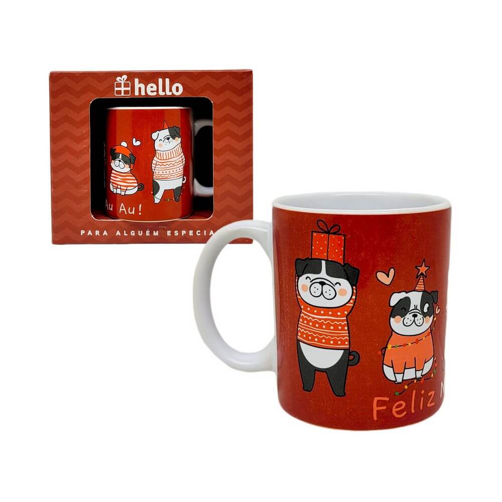 CANECA NATAL FELIZ NATAU AU 330ML NAT-5 CANECA FELIZ NAT AU AU 330ML NAT-5, CANECA NATAL, CANECA CACHORRO, CANECA PRESENTE, CANECA DE CERAMICA, CANECA HELLO, CANECA, CANECA NAT AU AU, NATAL Cozinha