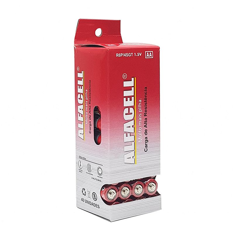 PILHA ALFACELL AA C/40UN R6P/4SGT PILHA ALFACEL AA, PILHA ALFACELL, PILHA AAA, PILHA NORMAL, PILHA COMUM, PILHA PALITO Pilha e Bateria