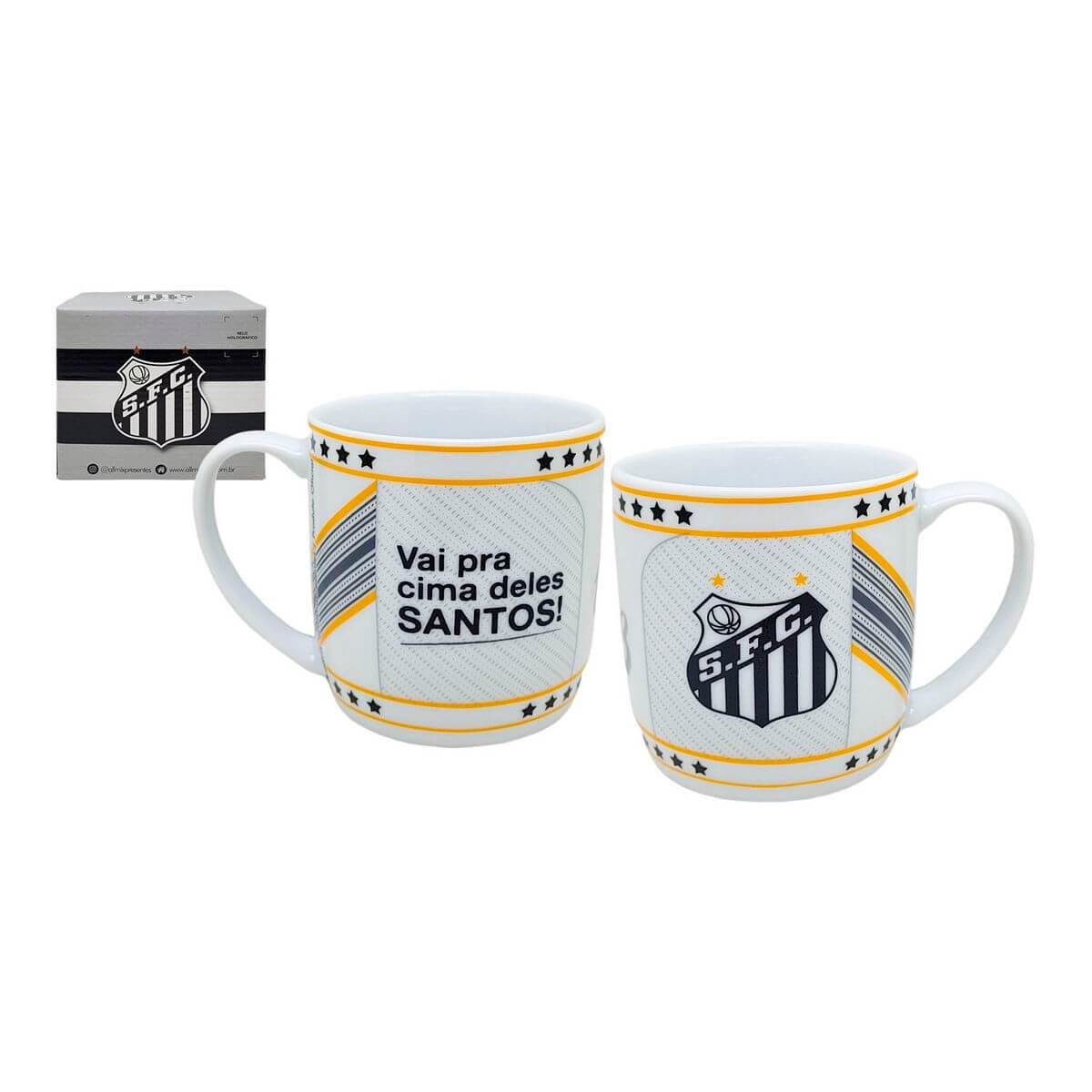 CANECA PORCE. 360ML SANTOS 441137 CANECA PORCE. 360ML SANTOS 441137, CANECA, CANECA DE PORCELANA, 350ML, SANTOS, FUTEBOL, PRESENTE-Times de Futebol