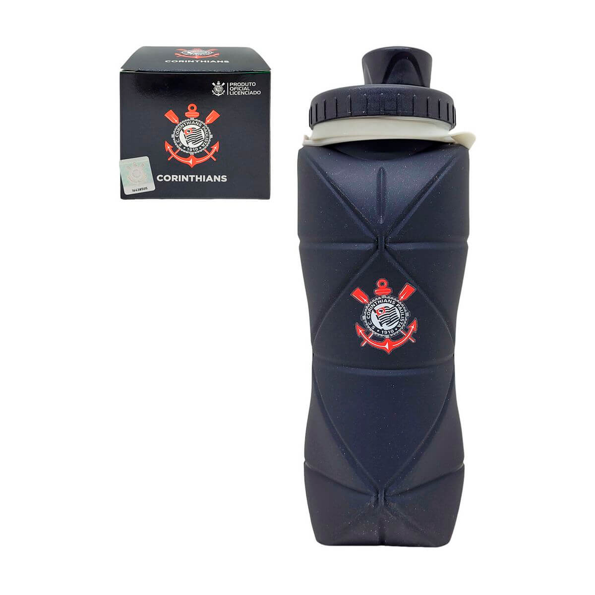 GARRAFA SILICONE 600ML CORINTHIANS VSC004-1 GARRAFA SILICONE 600ML CORINTHIANS VSC004-1, GARRAFA, GARRAFA DE SILICONE, 600ML, GARRAFA DOBRAVEL, CORINTHIANS, FUTEBOL Times de Futebol