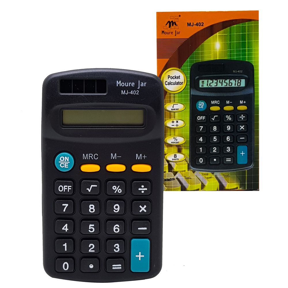 CALCULADORA 8 DIGITOS 11X7CM MJ-402 CALCULADORA BOLSO MJ-402, CALCULADORA DE BOLSO PEQUENA, CALCULADORA DE BOLSO PRETA, CALCULADORA DE BOLSO, CALCULADORA Material Escritório
