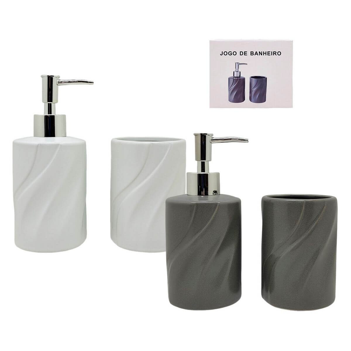 KIT BANHEIRO 2PCS CERAMICA BRSL-14732 KIT BANHEIRO 2PCS BRSL-14732, KIT BANHEIRO, JOGO DE BANHEIRO, SABONETEIRA, PORTA ESCOVA, BANHEIRO, HIGIENE-Banheiro & Lavanderia