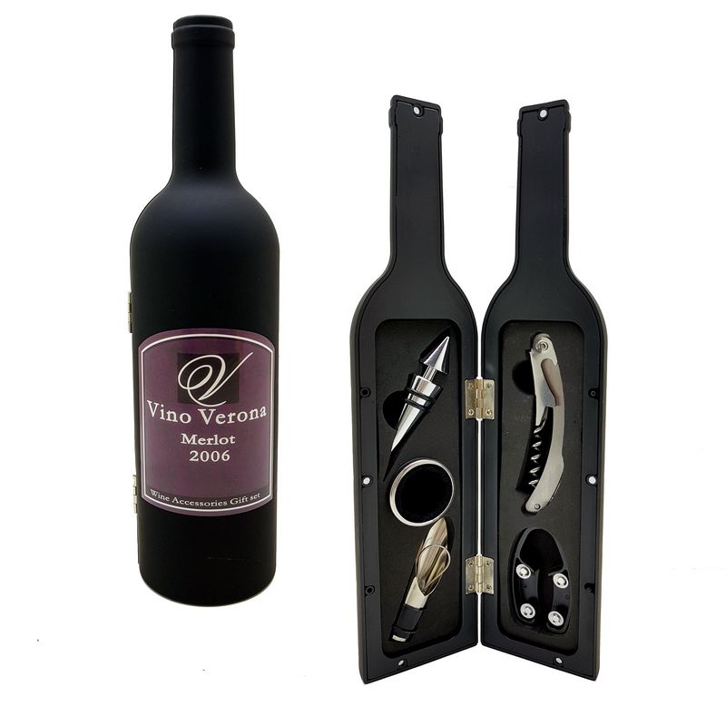 KIT P/ VINHO GARRAFA 5PCS SXD99-5 KIT ABRIDOR VINHO, KIT ABRIDOR VINHO DECORADO, KIT ABRIDOR VINHO DECORATIVO, KIT ABRIDOR VINHO METAL Cozinha