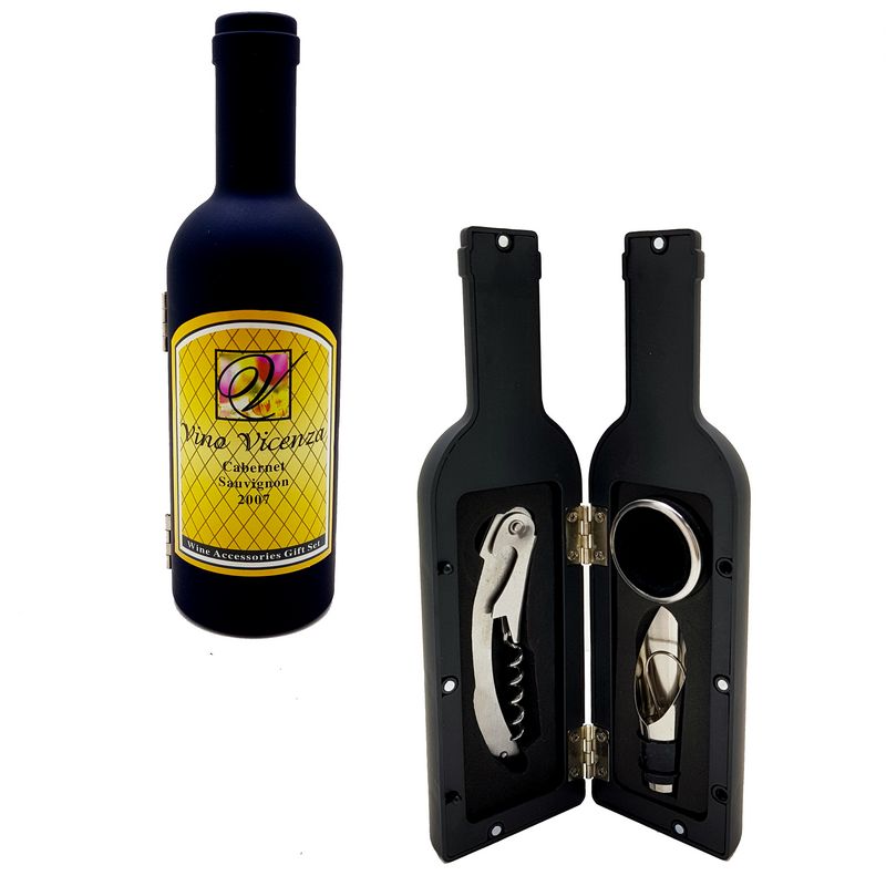 KIT P/ VINHO 3PCS SXZ99-3 KIT ABRIDOR VINHO, KIT ABRIDOR VINHO DECORADO, KIT ABRIDOR VINHO DECORATIVO, KIT ABRIDOR VINHO METAL Cozinha