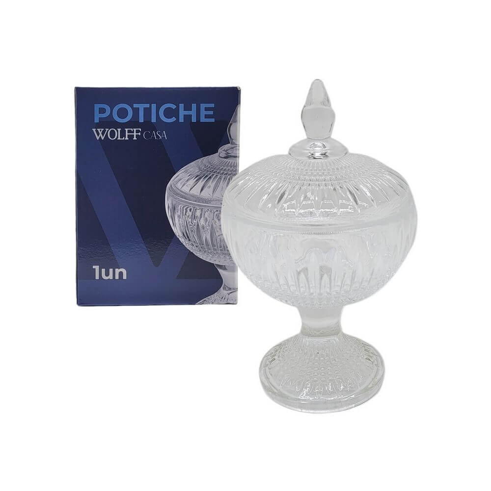 BOMBONIERE POTICHE C/ PE QUEEN 11X18CM 28012 POTICHE C/ PE QUEEN 11X18CM 28012, POTICHE, POTICHE DE CRISTAL, POTICHE QUEEN, POTICHE 11CM, BOMBONIERE Cozinha
