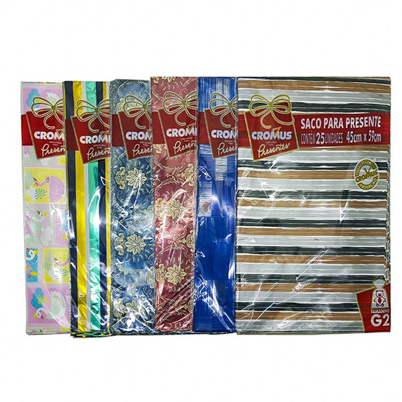 EMBALAGEM CROMUS METALIZADA 45X59 C/25 EMBALAGEM 45X59 METALIZADA, EMBALAGEM METALIZADA DECORADA, EMBALAGEM METALIZADA, EMBALAGEM PRESENTE METALIZADA Decoracao e Presentes