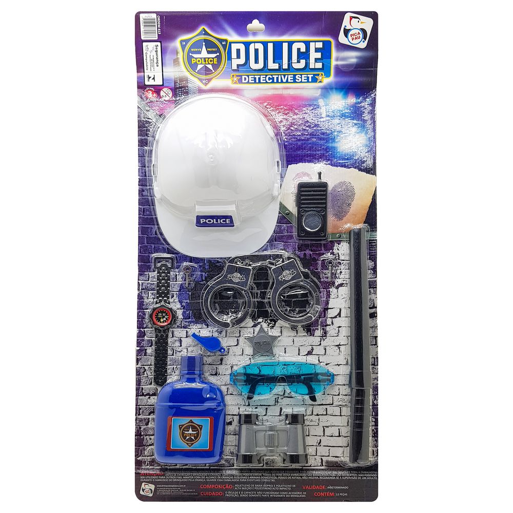 KIT HEROI POLICE DETECTIVE 66X36CM 413 KIT POLICE DETECTIVE SET 413, KIT POLICIAL PLASTICO, KIT POLICIA PLASTICO, KIT POLICIAL, KIT POLICIA Brinquedos