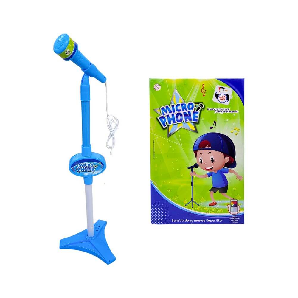 INSTRUMENTO MICROFONE C/ PEDESTAL PI3629 BRINQUEDO MICROFONE PI3629, MICROFONE, BRINQUEDO MICROFONE, MICROFONE DE BRINQUEDO, MICROFONE AZUL, BRINQUEDOS Brinquedos