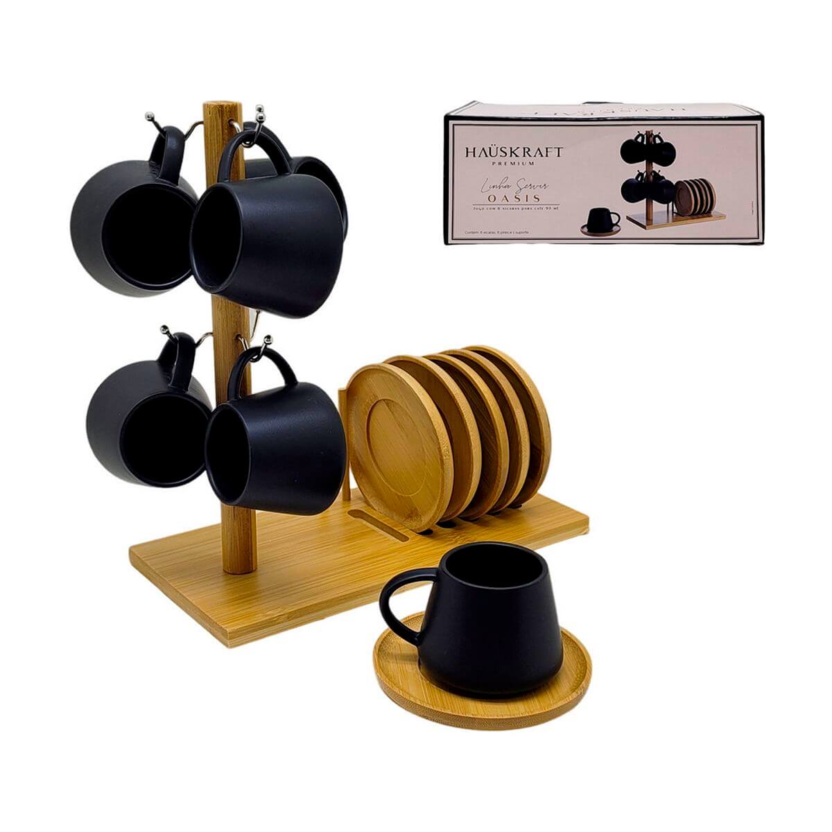 JOGO DE XICARAS C/ SUPORTE 13PCS PCLN-233PT JG. P/ CAFE 12PCS C/ SUPORTE PCLN-233PT, JOGO PARA CAFE, SUPORTE, XICARA, XICARA COM PIRES, COZINHA, CAFE Cozinha