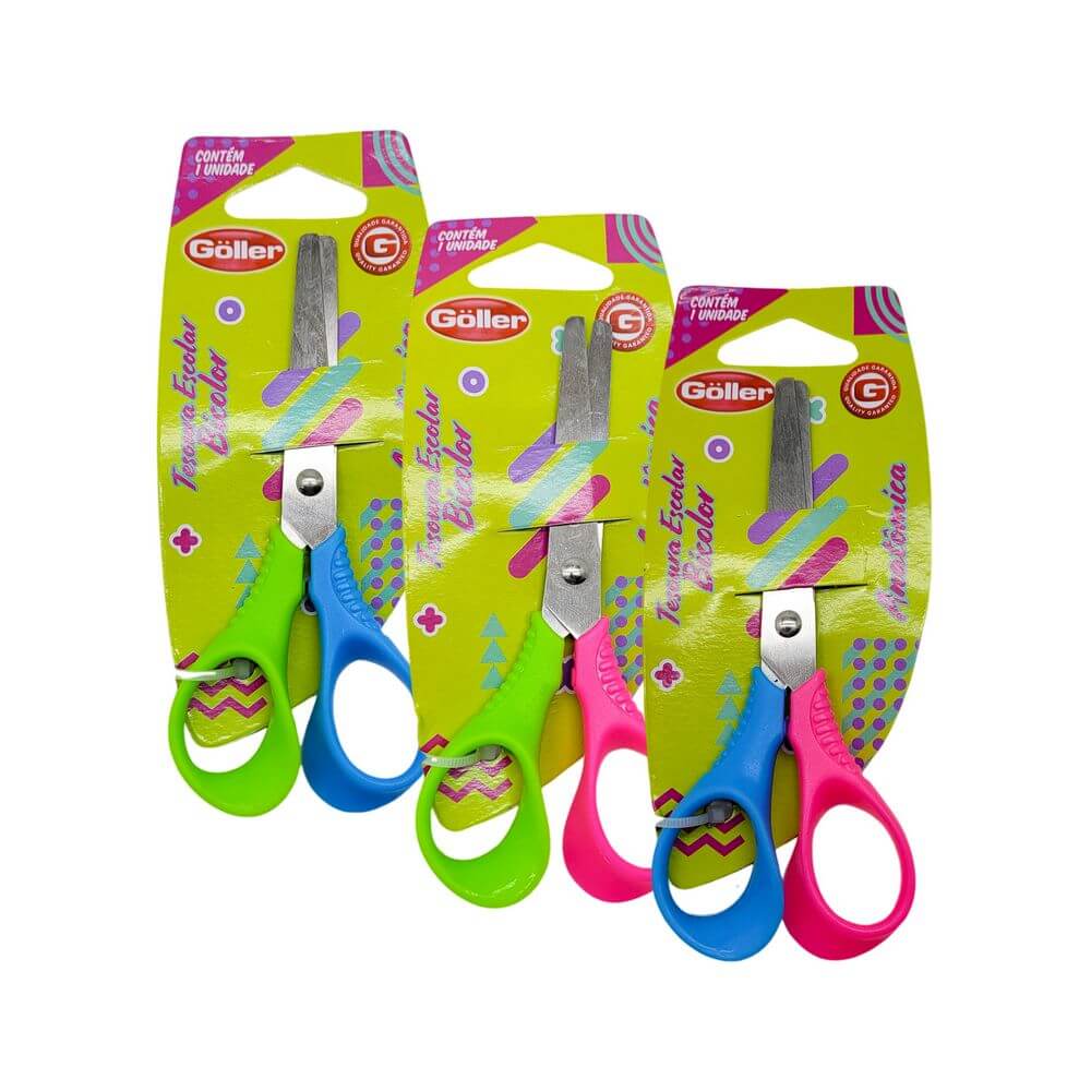 TESOURA ESCOLAR BICOLOR 6006 TTESOURA ESCOLAR BICOLOR 6006, TESOURA, TESOURA ESCOLAR, TESOURA BICOLOR, TESOURA ANATOMICA, ESCOLA, PAPELARIA Material Escolar e Papelaria