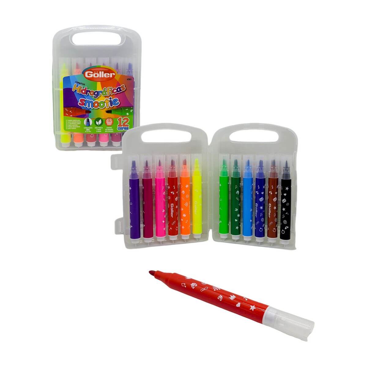 CANETA HIDROCOR SMOOTIE C/12 6581 CANETAS HIDRO. SMOOTIE  C/12 6581, CANETA HIDROGRAFICA, CANETINHAS, CANETA SMOOTIE, COLORIR, CRIATIVIDADE, ESCOLA, PAPELARIA Material Escolar e Papelaria