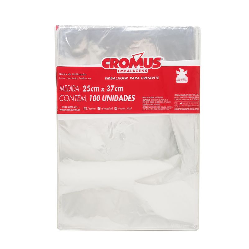 EMBALAGEM CROMUS CRISTAL 25X37 C/100 EMBALAGEM 25X37 INCOLOR BRANCO COM 100, EMBALAGEM 25X37 INCOLOR, EMBALAGEM 25X37, EMBALAGEM INCOLOR, EMBALAGEM Decoracao e Presentes