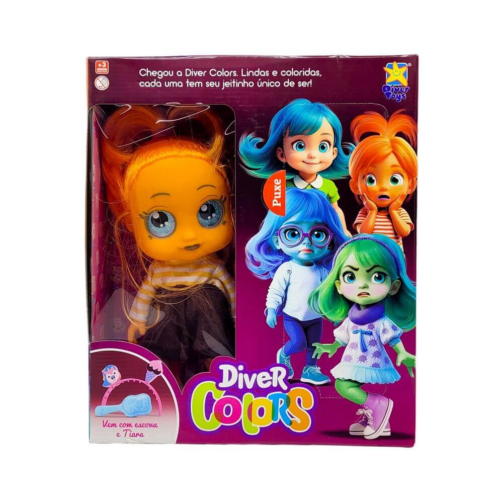 BONECA DIVER COLORS LARANJA 35CM 8328 BONECA DIVER COLORS LARANJA 8328, BONECA, BONECA DIVE COLORS, DIVER COLORS LARANJA, BONECA DIVERTIDAMENTE, BONECA ANSIEDADE, ANSIEDADE, DIVERTIDAMENTE, DISNEY, BRINQUEDOS Brinquedos