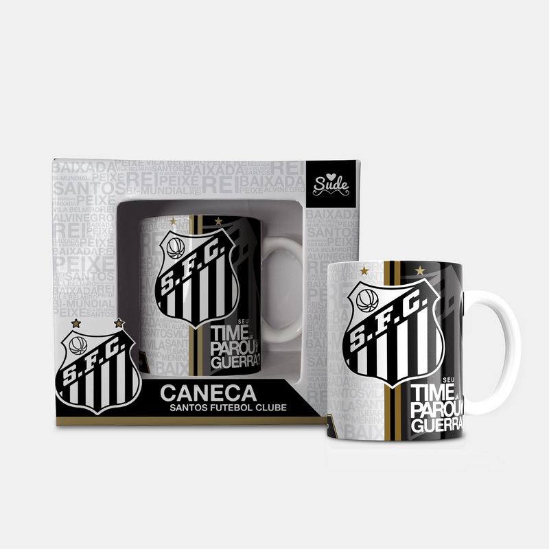 CANECA CERAMICA SANTOS 330ML SAN001-CAN CANECA CERAMICA SANTOS, CANECA SANTOS, CANECA CERAMICA, CANECA TIME FUTEBOL, CANECA Times de Futebol