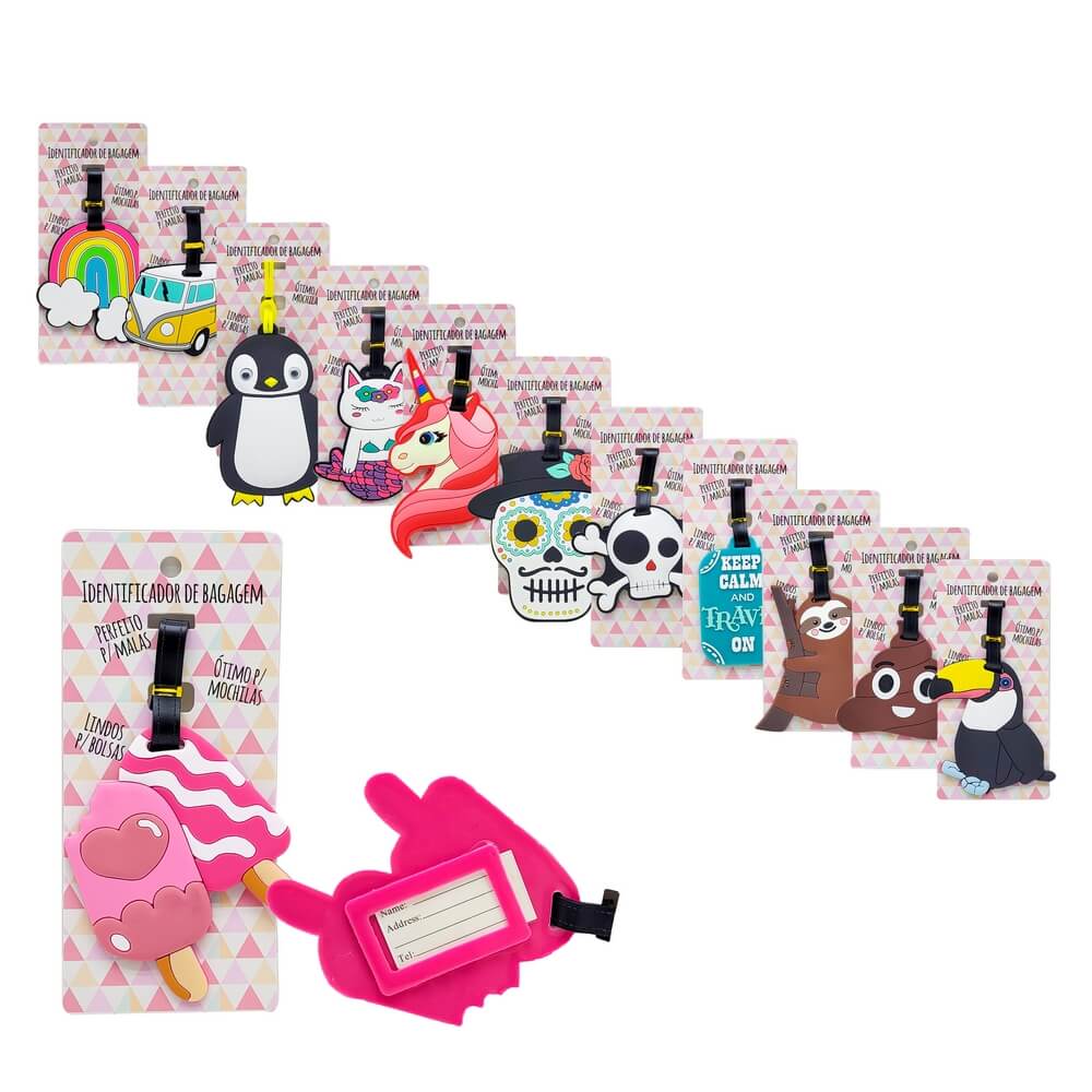 IDENTIFICADOR DE BAGAGEM SILICONE  BM360095 IDENTIFICADOR BAGAGEM SILICONE, IDENTIFICADOR BAGAGEM, IDENTIFICADOR BAGAGEM DECORADO, IDENTIFICADOR BAGAGEM ENFEITADO, IDENTIFICADOR BAGAGEM BICHINHOS, IDENTIFICADOR BAGAGEM DECORATIVO Material Escritório