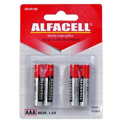 PILHA PALITO ALFACELL AAA C/4 R03P/4B Pilha e Bateria