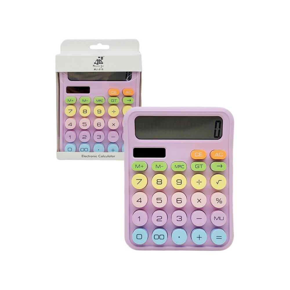 CALCULADORA 12 DIGITOS COLOR 16X11CM MJ-819 CALCULADORA COLOR MJ-819, CALCULADORA, CALCULADORA COLOR, CALCULADORA ROXA, CALCULADORA ELETRONICA, ESCOLA, PAPELARIA, ESCRITORIO Material Escritório