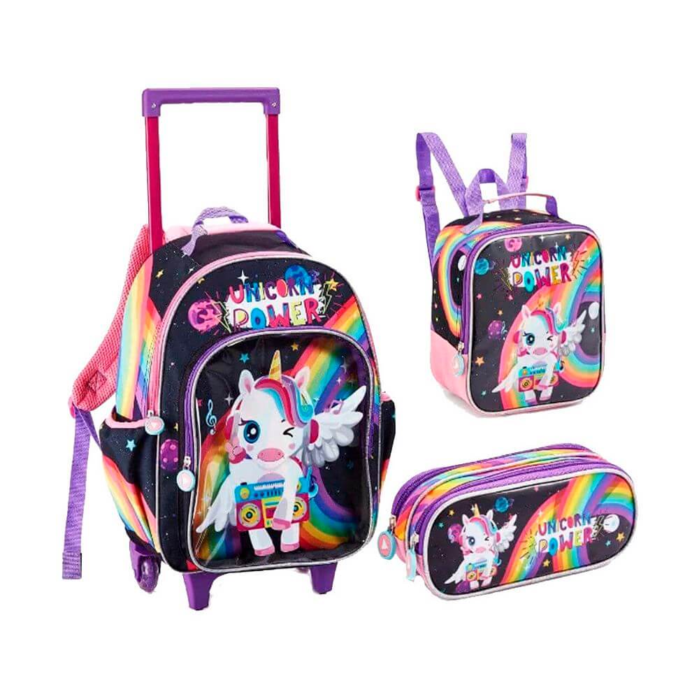 KIT MOCHILA FEM. UNICORN POWER 3PCS DL1440 KIT MOCHILA UNICORN POWER 3PCS DL1440, KIT ESCOLAR, KIT MOCHILA, MOCHILA DE RODINHA, MOCHILA, MOCHILA UNICORNIO, KIT UNICORNIO, UNICORNIO Material Escolar e Papelaria