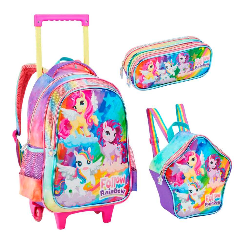 KIT MOCHILA FEM. RAINBOW 3PCS DL1714 KIT MOCHILA RAINBOW 3PCS DL1714, MOCHILA, MOCHILA RAINBOW, MOCHILA INFANTIL, MOCHILA UNICORNIO, MOCHILA MY LITTLE PONY, MY LITTLE PONY, LANCHEIRA, ESTOJO, ESCOLA, VOLTA AS AULAS Material Escolar e Papelaria