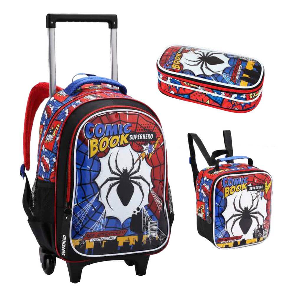 KIT MOCHILA MASC. COMIC BOOK 3PCS DL1823 KIT MOCHILA COMIC BOOK 3PCS DL1823, MOCHILA, MOCHILA INFANTIL, MOCHILA COM RODAS, KIT MOCHILA, MOCHILA COMIC BOOK, MOCHILA HOMEM ARANHA, HOMEM ARANHA, ESTOJO, LANCHEIRA, ESCOLA Material Escolar e Papelaria