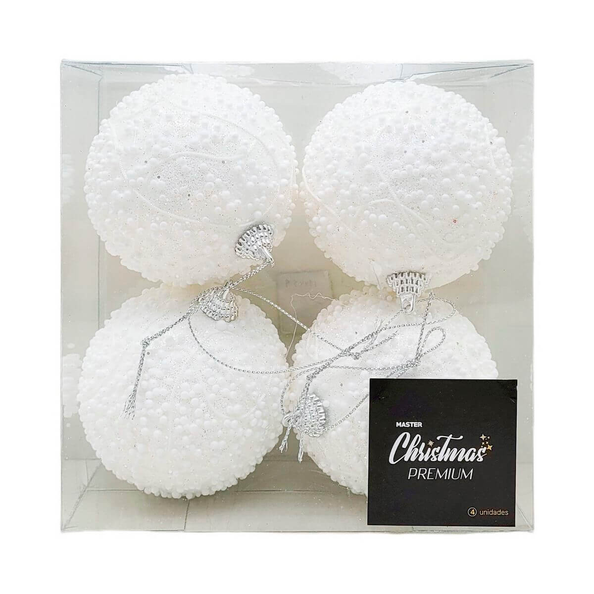BOLA DE NATAL KIT C/4 8CM HT9196 ENF. NATAL C/4 BOLAS 8CM HT9196, ENFEITE, ENFEITE DE NATAL, BOLA 8CM, BOLA DE NATAL, KIT BOLAS, BOLA BRANCA, BOLA GLITTER, NATAL Natal e Ano Novo