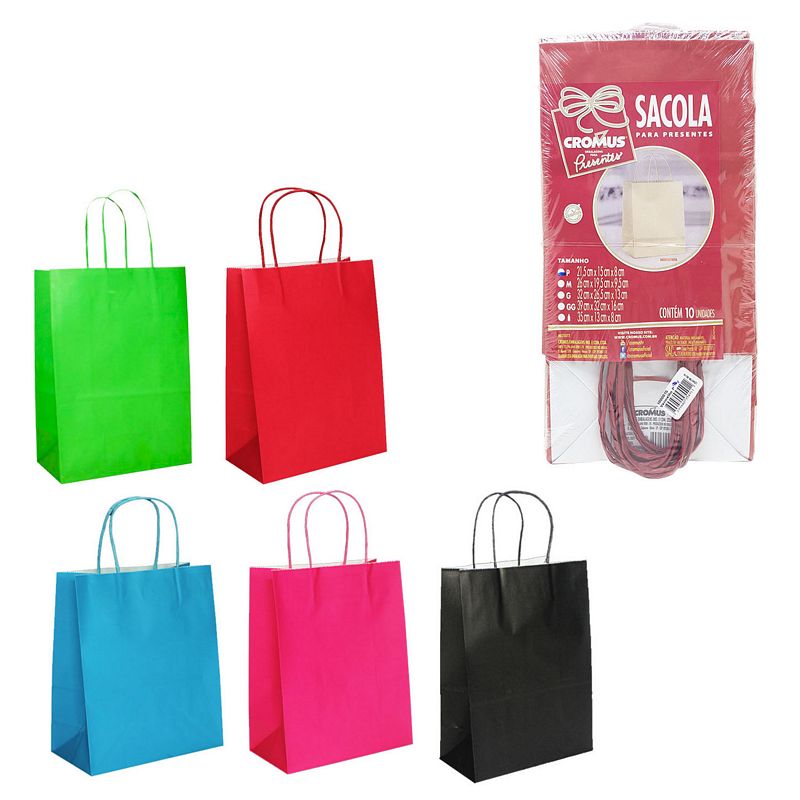 SACOLA KRAFT COLOR PQ 21,5X15X8CM C/10 SACOLA KRAFT PEQUENA, SACOLA SACOLA KRAFT GRANDE, SACOLA PAPEL GRANDE, SACOLA PAPEL, SACOLA PARDA PAPEL, SACOLA COLORIDA PAPEL Decoracao e Presentes