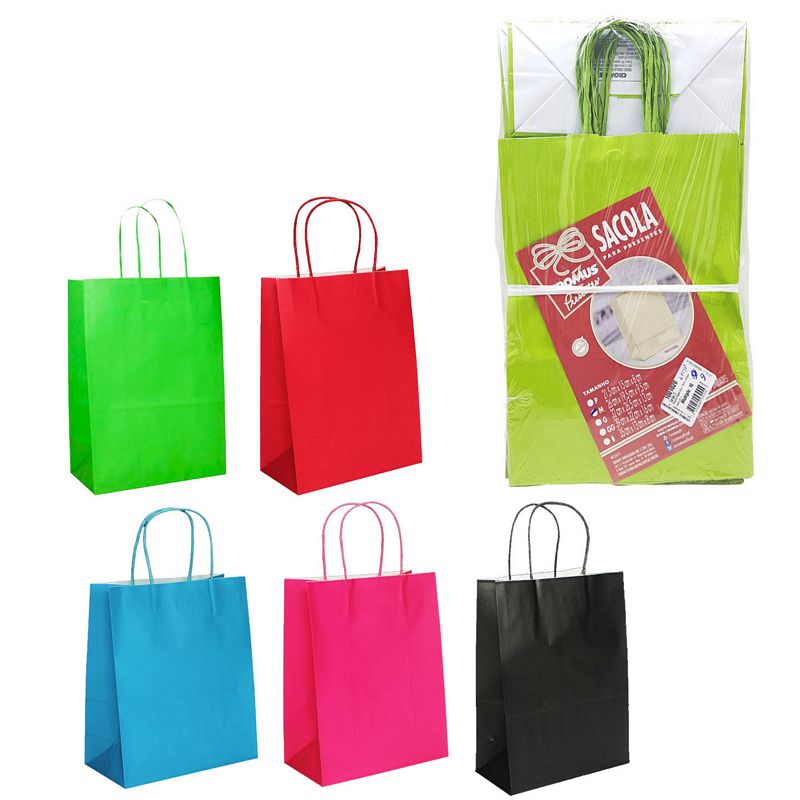 SACOLA KRAFT COLOR MD 26X19,5X9,5CM C/10 SACOLA KRAFT GRANDE, SACOLA PAPEL GRANDE, SACOLA PAPEL, SACOLA PARDA PAPEL, SACOLA COLORIDA PAPEL Decoracao e Presentes