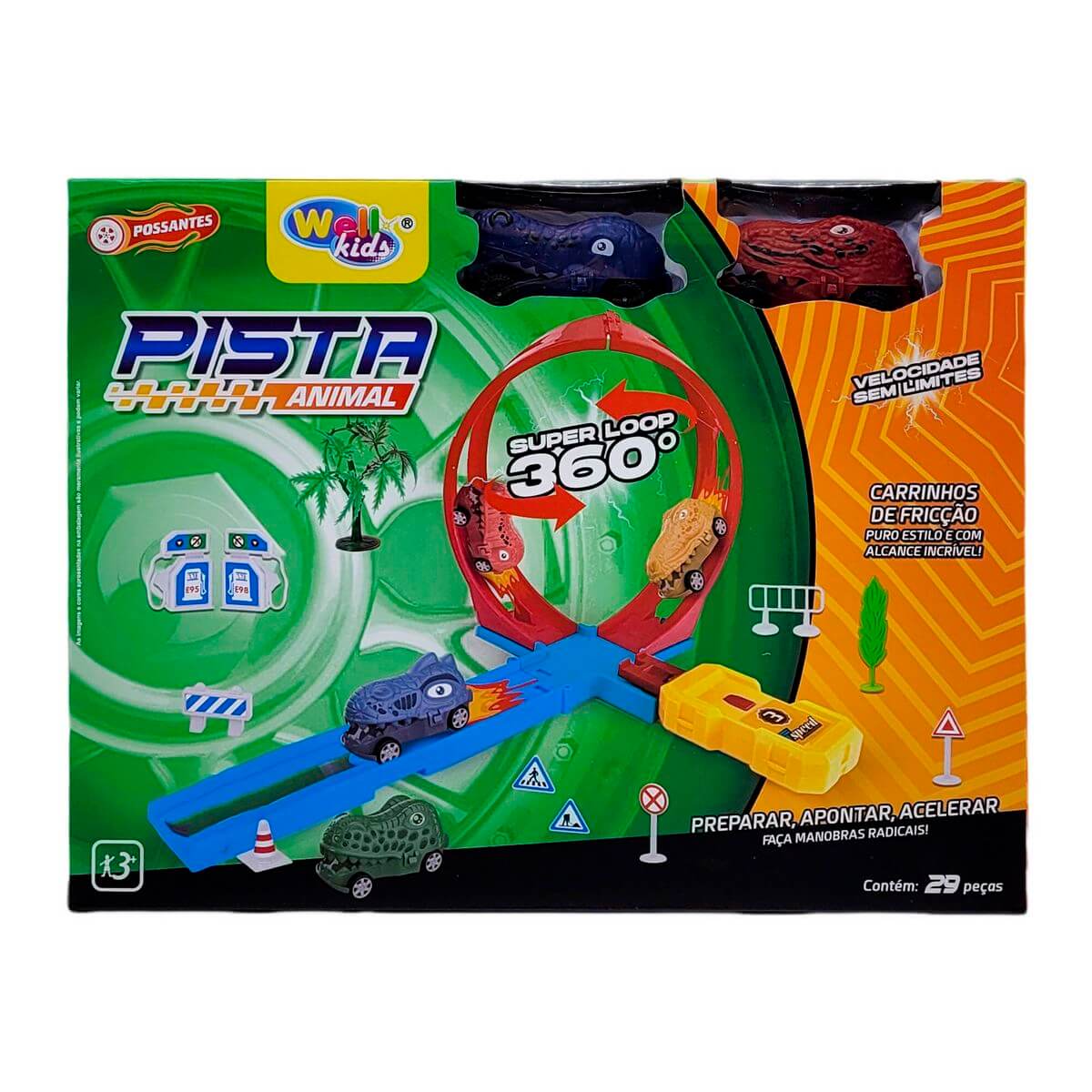 PISTA 360 ANIMAL C/ LANCADOR WB12244 PISTA 360 ANIMAL C/ LANCADOR WB12244, PISTA ANIMAL, LOOP 360, PISTA COM LANCADOR, DINO, DINOSSAURO, CARRINHO, BRINQUEDOS Brinquedos