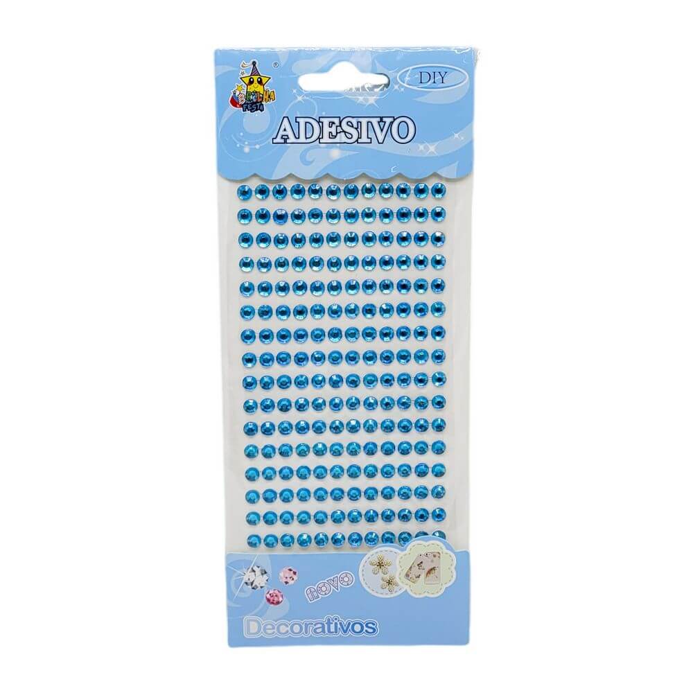 ADESIVO STRASS AZUL 6MM DIA-AC-6 CARTELA ADESIVO STRASS DIA-AC-6, CARTELA DE ADESIVOS, STRASS, STRASS ADESIVO, CARTELA STRASS ADESIVO Material Escolar e Papelaria