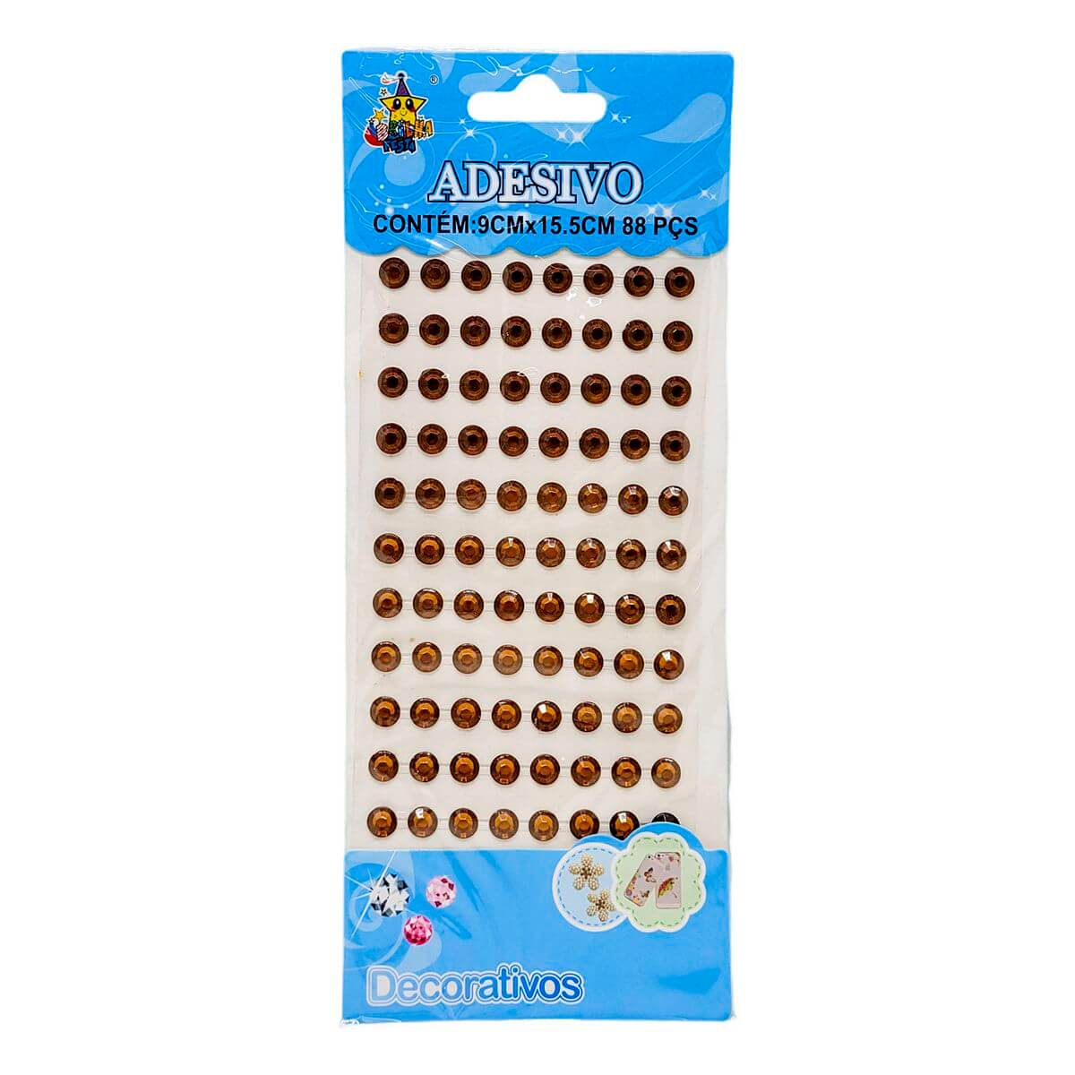 ADESIVO STRASS MARROM 8MM DIA-ME-8 CARTELA ADESIVO STRASS DIA-ME-8, CARTELA DE ADESIVOS, STRASS, ADESIVO, ENFEITE Material Escolar e Papelaria