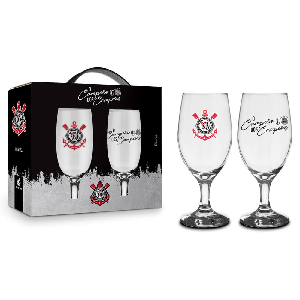 TACA DE VIDRO C/ 2 PCS CORINTHIANS 11769 CJ. C/2 TACAS VIDRO CORINTHIANS 11769, CONJUNTO TACA VIDRO CORINTHIANS, KIT TACA CORINTHIANS, TACA VIDRO CORINTHIANS, TACA BRASFOOT CORINTHIANS, TACA PRESENTE, TACA Times de Futebol