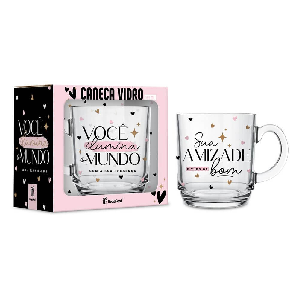 CANECA VIDRO 300ML SUA PRESENCA 13308 CANECA VIDRO 300ML SUA PRESENCA 13308, CANECA VIDRO, CANECA VIDRO BRASFOOT, CANECA VIDRO DECORADA, CANECA VIDRO ELEGANCE Cozinha