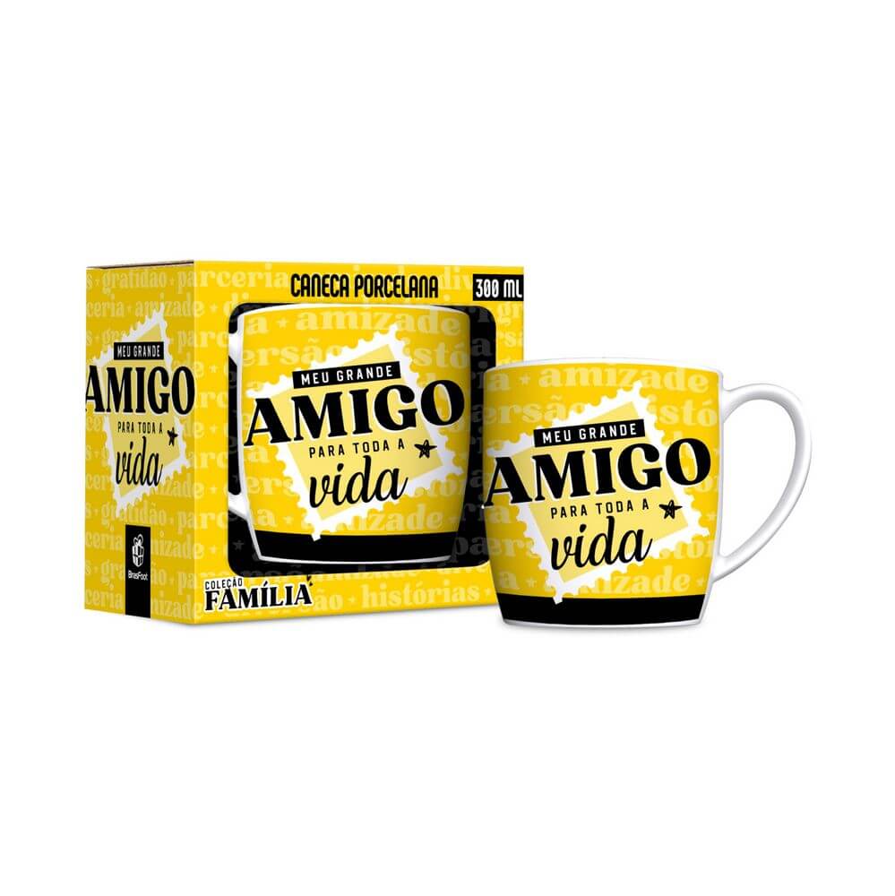 CANECA BRASFOOT 360ML MELHOR AMIGO 14117 CANECA PORCE. 300ML GRANDE AMIGO 14117, CANECA, CANECA DE PORCELANA, CANECA 300ML, CANECA GRANDE AMIGO, CANECA AMIGO, PRESENTE Cozinha