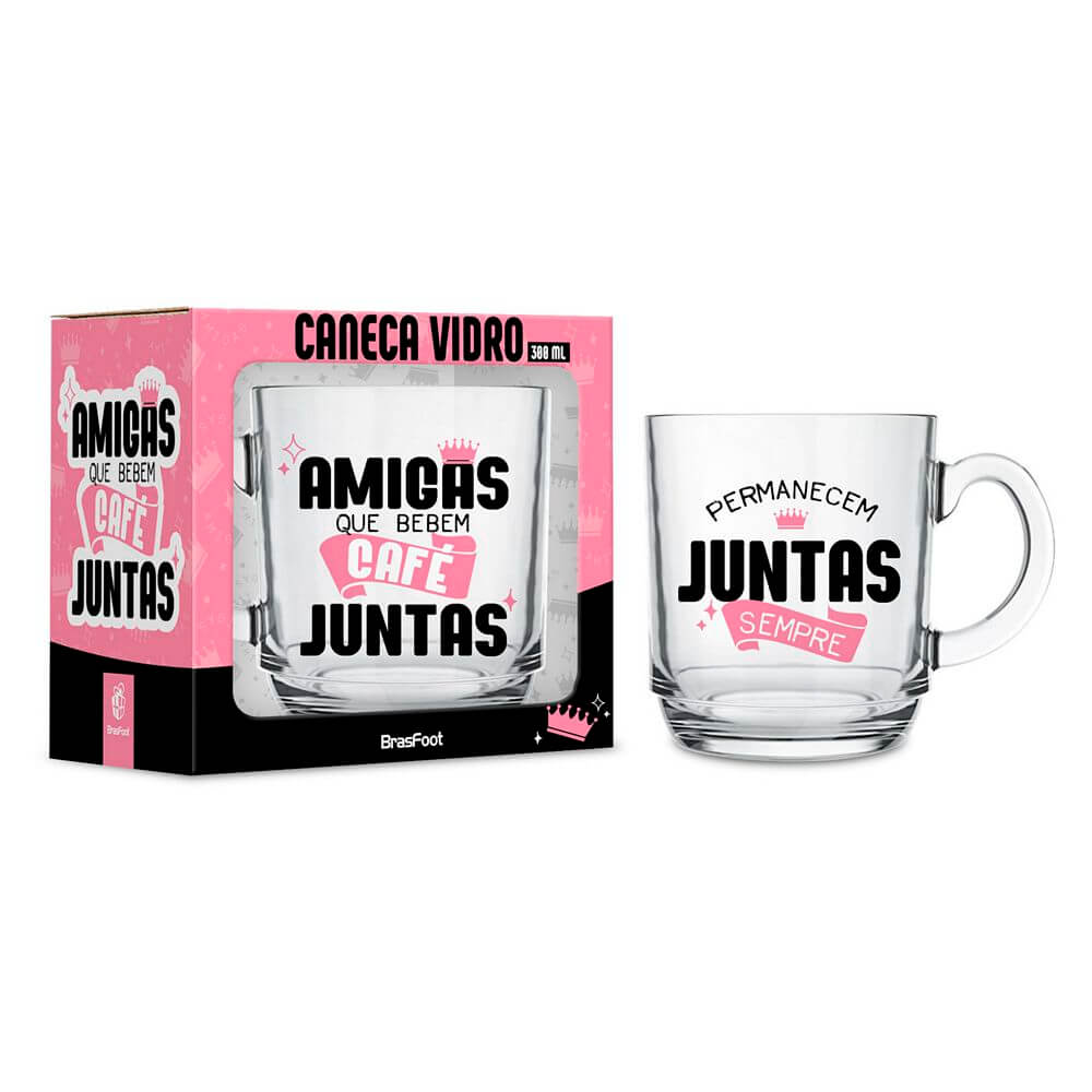 CANECA BRASFOOT VIDRO 300ML AMIGAS CAFE 14286 CANECA VIDRO 300ML AMIGAS CAFE 14286, CANECA, CANECA DE VIDRO, CANECA 300ML, CANECA AMIGAS CAFE, AMIGAS Cozinha