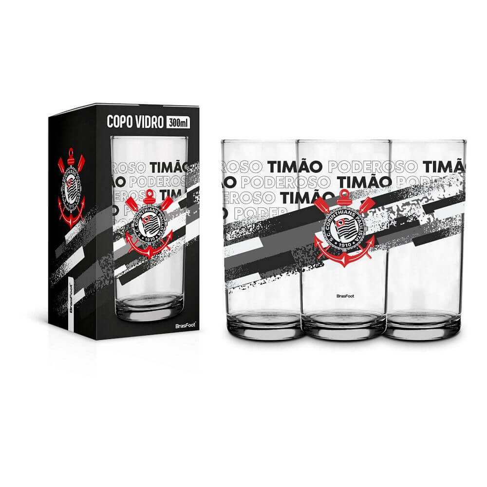 COPO VIDRO CORINTHIANS 300ML 14567 COPO VIDRO CORINTHIANS 300ML 14567, COPO, COPO DE VIDRO, COPO CORINTHIANS, COPO 300ML, CORINTHIANS, TIME, FUTEBOL Times de Futebol