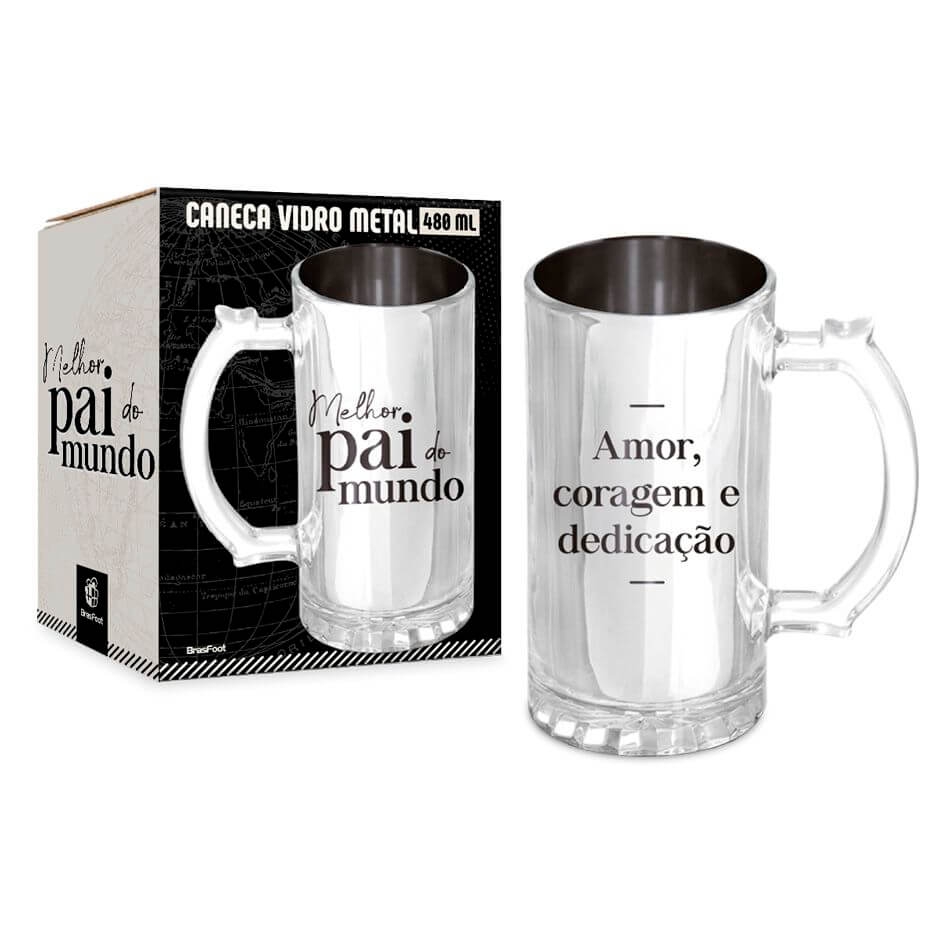 CANECA VIDRO 480ML MELHOR PAI 14730-Produtos de Época