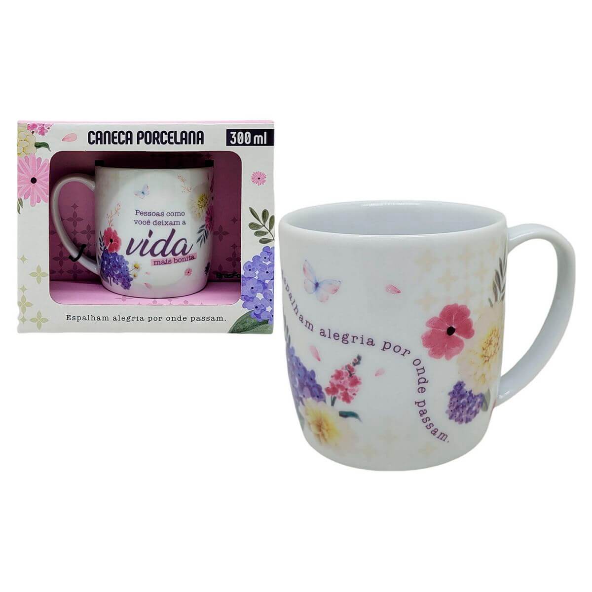 CANECA BRASFOOT 360ML VIDA BONITA 15114 CANECA PORCE. 300ML VIDA BONITA 15114, CANECA, CANECA DE PORCELANA, COZINHA, 300ML, VIDA BONITA, BRASFOOT, PRESENTE Cozinha