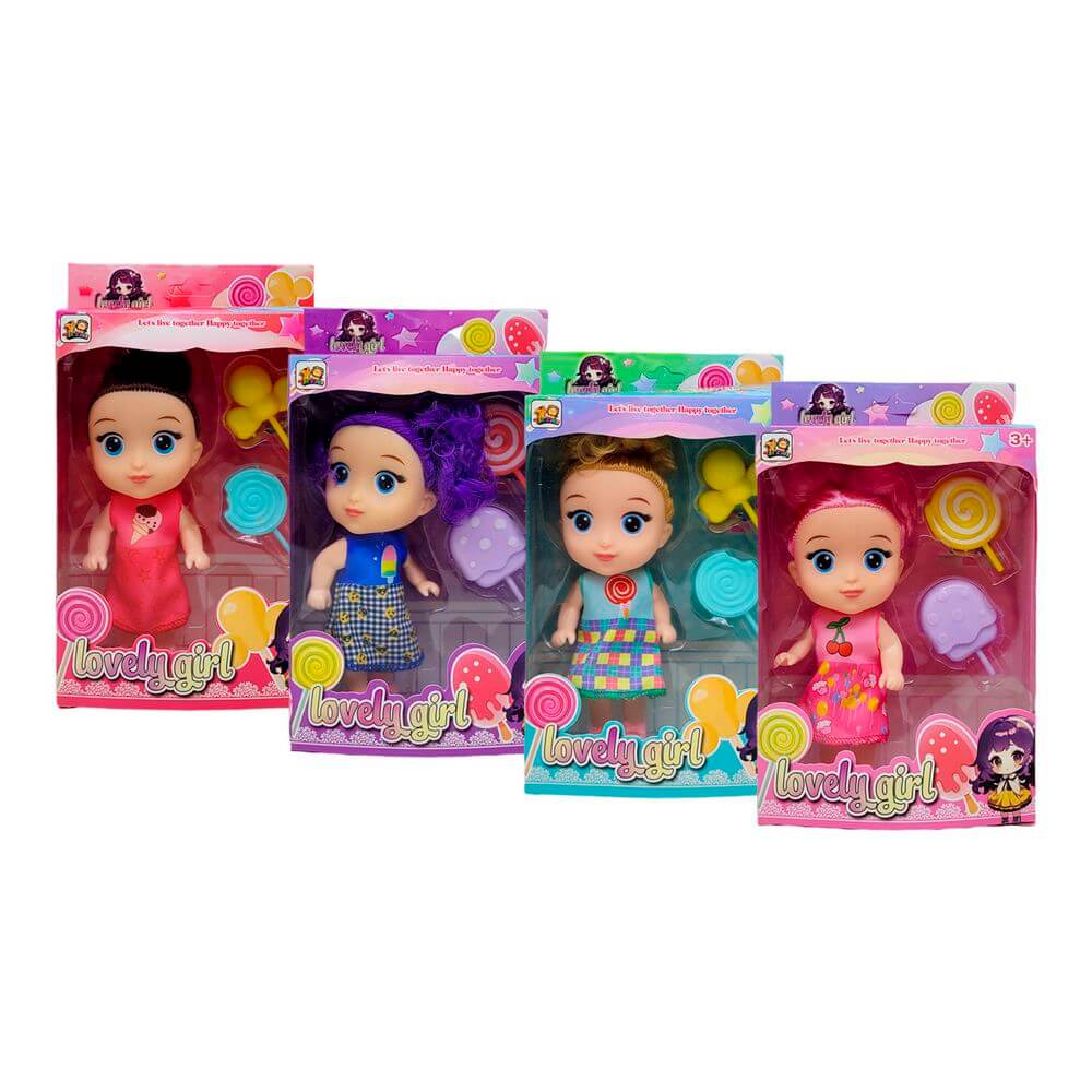 BONECA C/ ACESSORIOS 17CM XZ-2208 BONECA C/ ACESSORIOS XZ-2208, BONECA, BONECA COM ACESSORIOS, LOVELY GIRL, BONECA COM DOCES, BRINQUEDOS Brinquedos