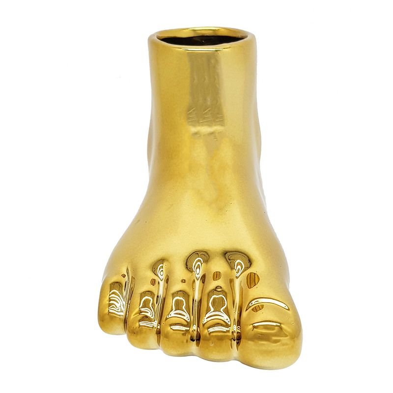 CACHEPOT CERAMICA BODY PE DIREITO GOLD 12954D VASO PE DIR. CERAMICA DOURADO 12954D, VASO PE DIREITO DOURADO, VASO PE DOURADO, VASO PE DIREITO, VASO CERAMICA PE, VASO PE, VASO Decoracao e Presentes