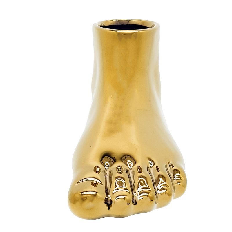 CACHEPOT CERAMICA BODY PE ESQUERDO GOLD 12954E VASO PE ESQ. CERAMICA DOURADO 12954E, VASO PE ESQUERDO DOURADO, VASO PE ESQUERDP, VASO DOURADO, VASO PE, VASO Decoracao e Presentes