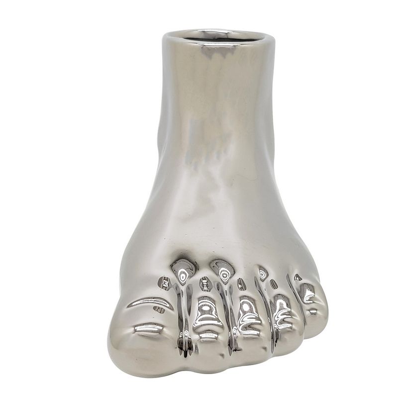 CACHEPOT CERAMICA BODY PE ESQUERDO PRATA 12954E VASO PE ESQ. CERAMICA PRATA 12954E, VASO PE CERAMICA PRATA, VASO PE ESQUERDO PRATA, VASO PE ESQUERDO, VASO PE PRATA, VASO CERAMICA PE, VASO Decoracao e Presentes