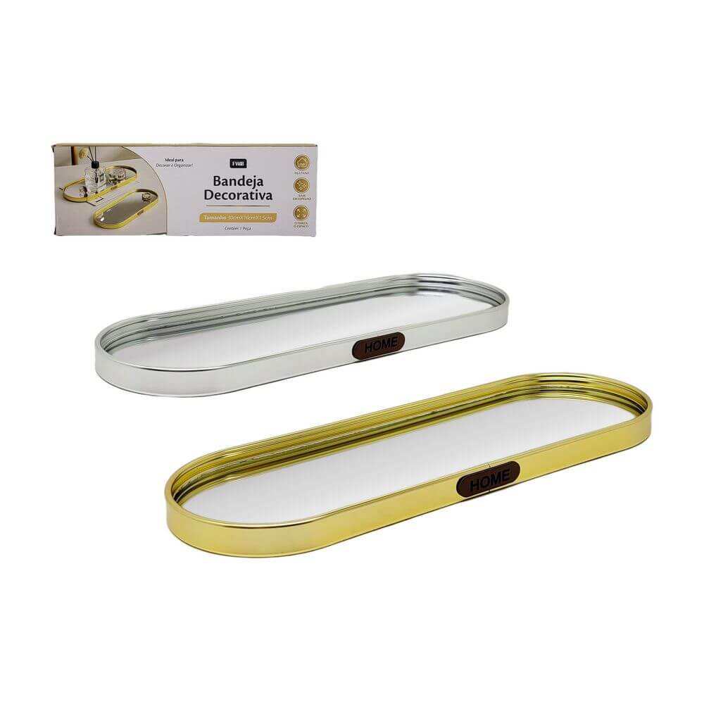 BANDEJA C/ ESPELHO METAL 30X10CM F0240 BANDEJA C/ ESPELHO 30X10X1,5CM F0240, BANDEJA, BANDEJA COM ESPELHO, BANDEJA 30CM, DECORACAO, ITENS DECORATIVOS, BANDEJA DECORATIVA Decoracao e Presentes