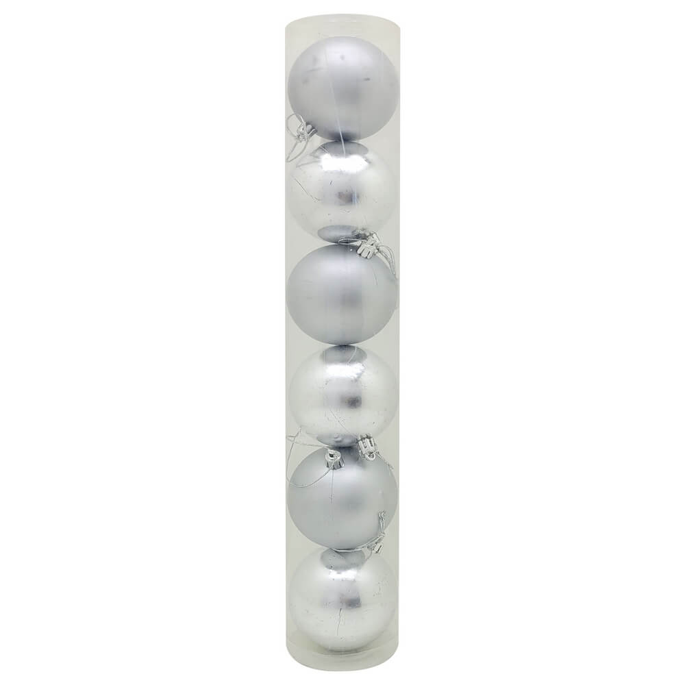BOLA DE NATAL TUBO C/6 7CM NTB1804P ENF. NATAL C/6 BOLAS NTB1804P, ENFEITE NATAL 6 BOLAS, ENFEITE BOLA NATAL PRATA, BOLA NATAL PRATA, BOLA NATAL, NATAL Natal e Ano Novo